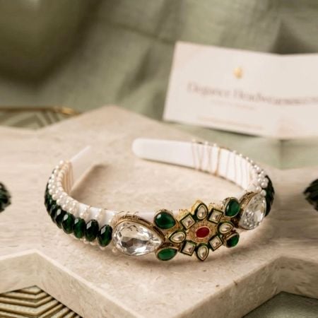 Handcrafted Kundan Plastic Hairband